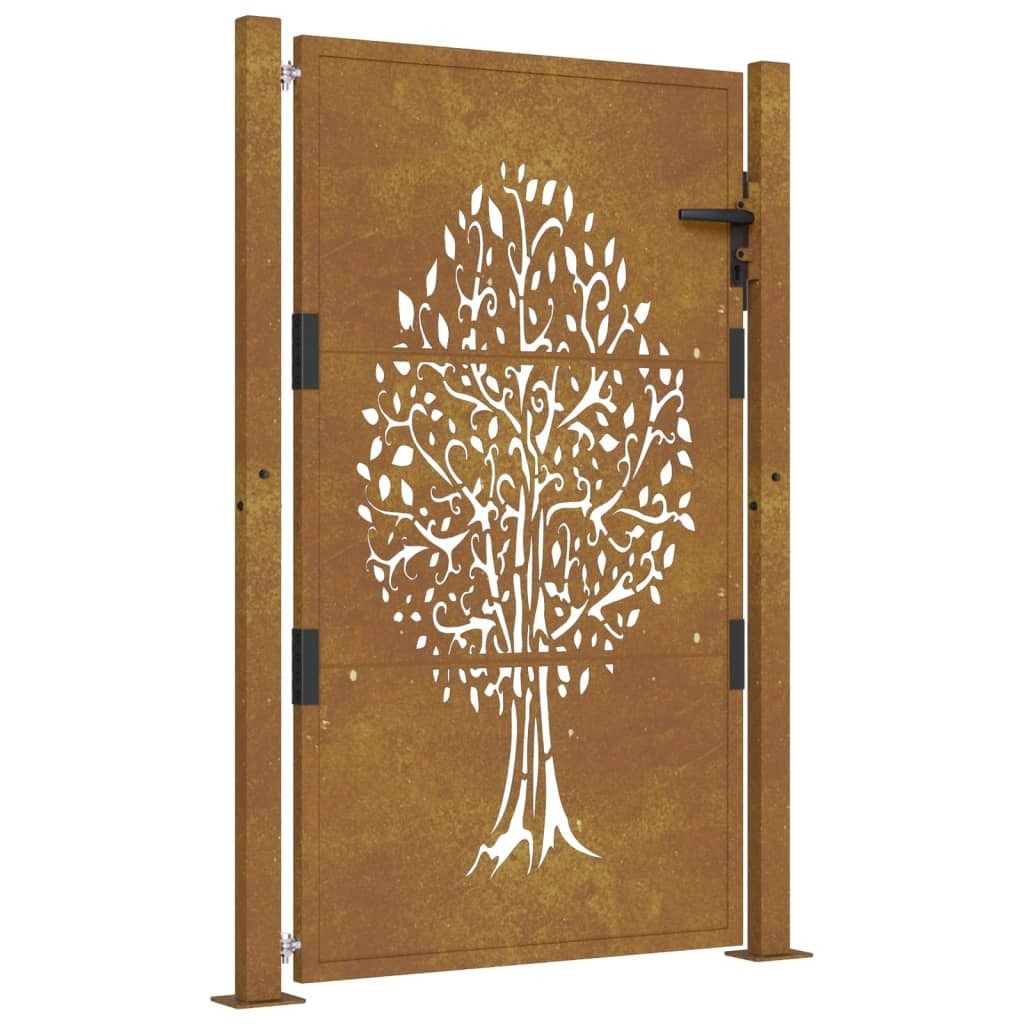 vidaXL Gartentor 100x125 cm Cortenstahl Baumdesign Produktbild 