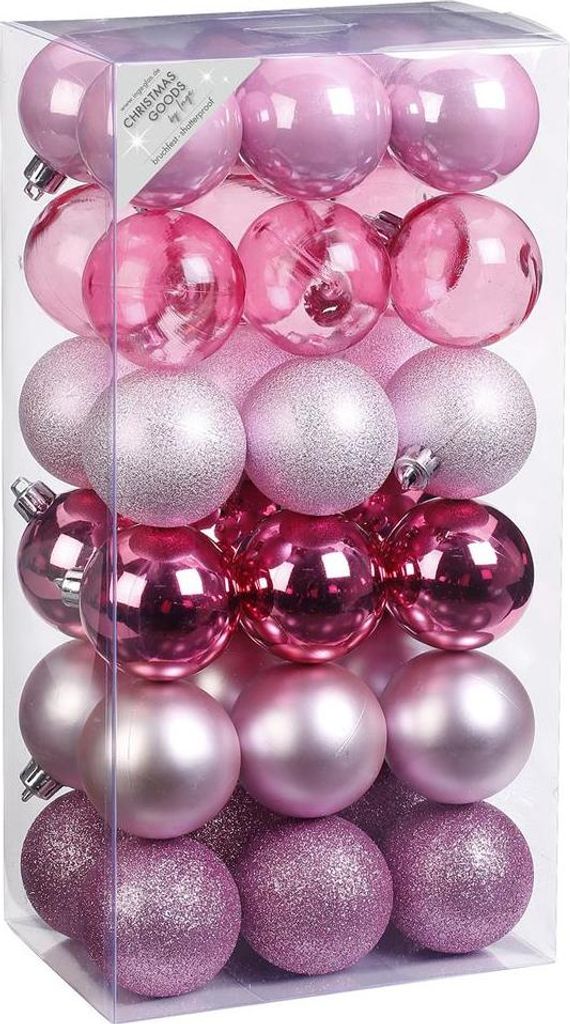 Kunststoff Kugeln 36 Stk 6cm Rosa Mix