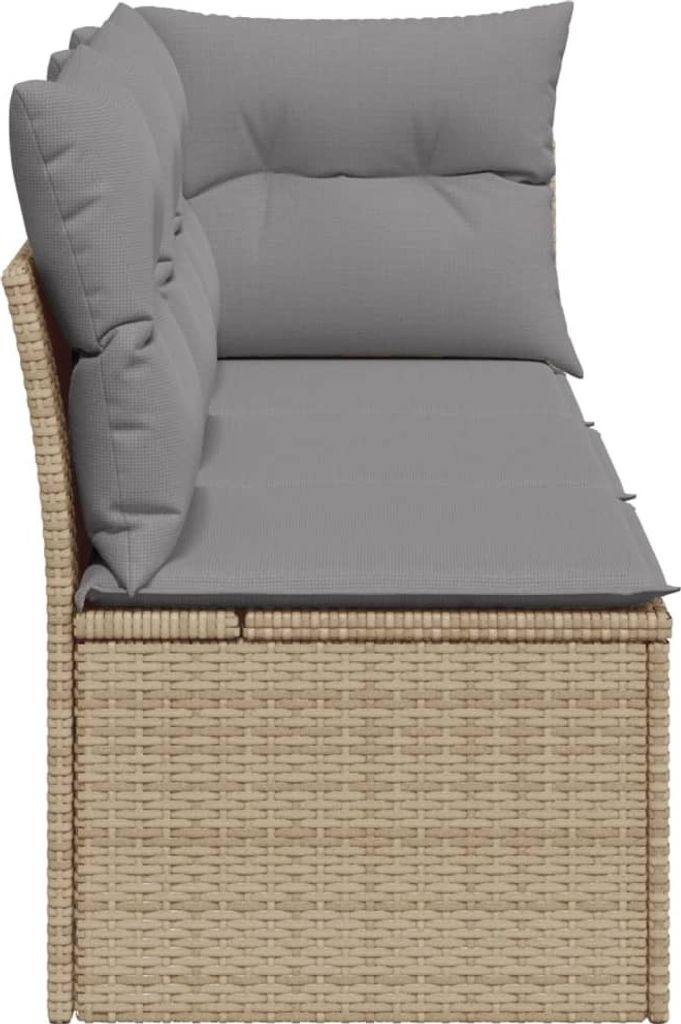 vidaXL Gartensofa mit Kissen 3-Sitzer Beige Poly Rattan Produktbild 5