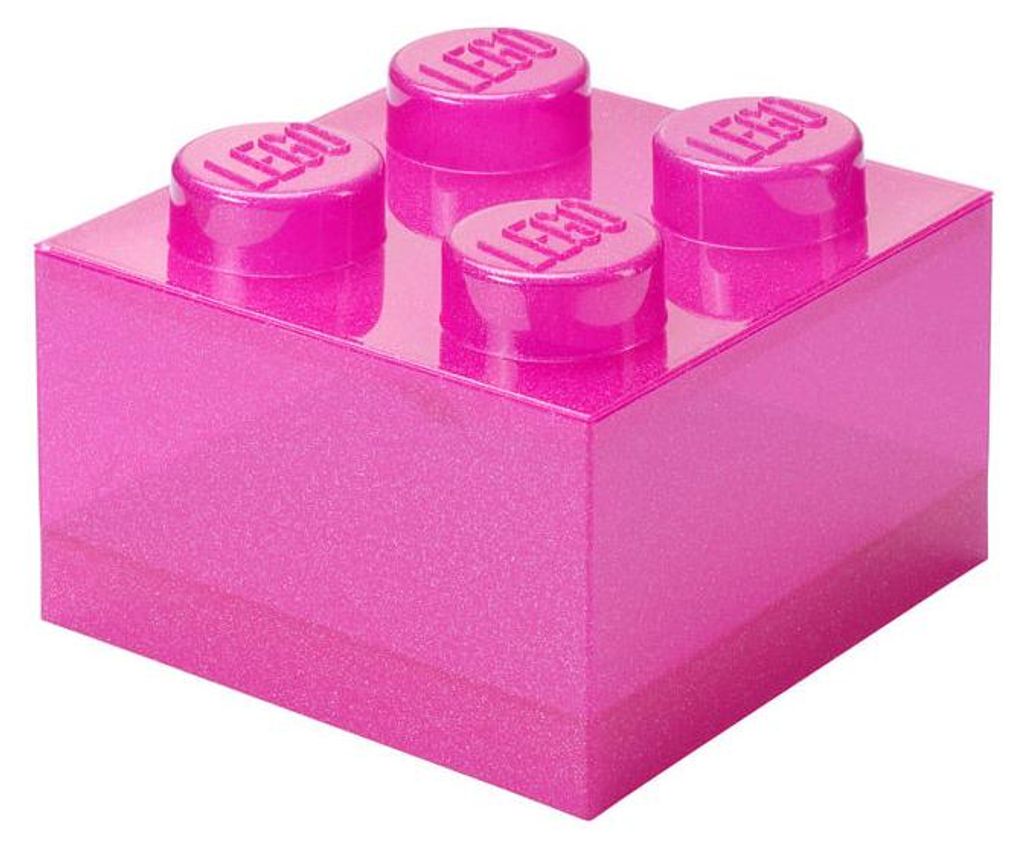 LEGO Storage Brick 4 Top Lid Glitter (pink/transparent)