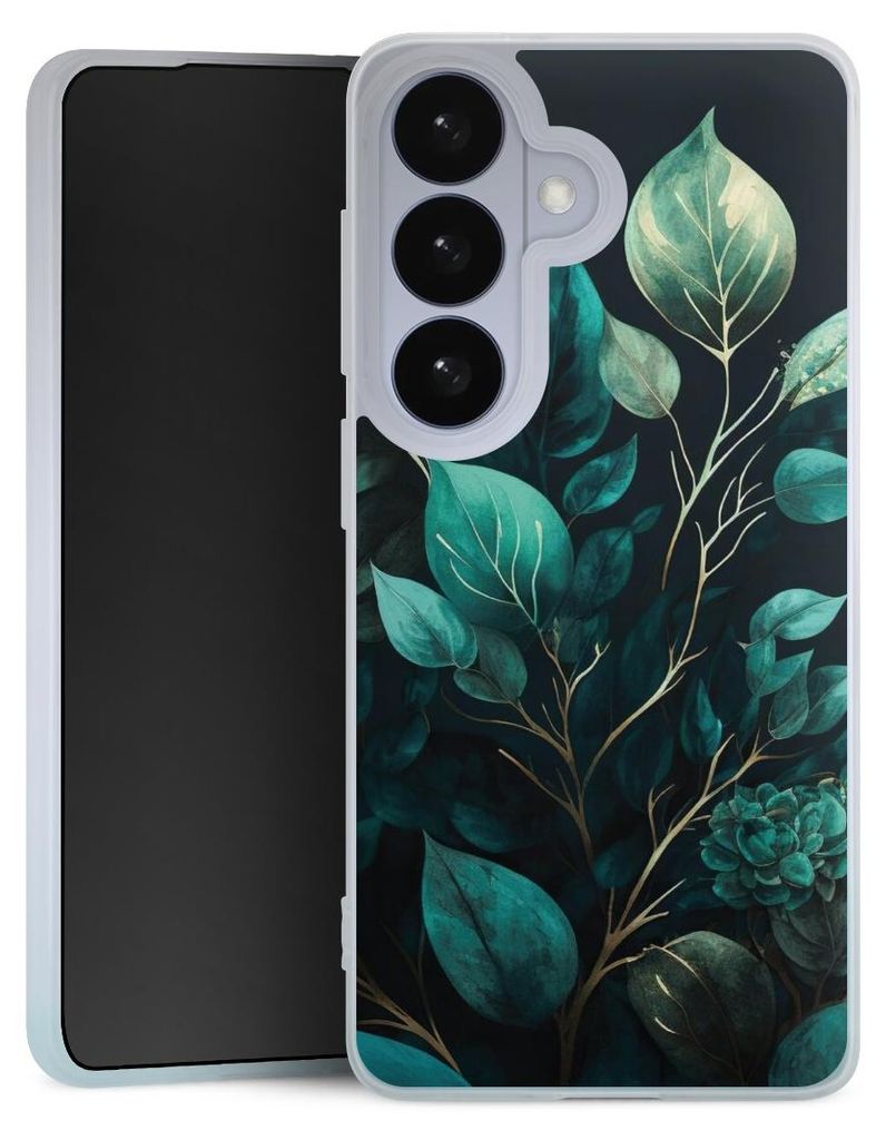DeinDesign Handyhülle für Samsung Galaxy S26 Silikon Hülle Case Smartphone Schutzhülle Blätter schwarz Eukalyptus