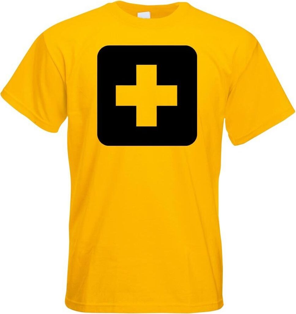 Kiwistar - T-Shirt - gelb - Erste Hilfe Stelle Piktogramme Herren Funshirt Bedruckt Design Sprüche Spruch Motive - mit Motiv Bedruckt - Funshirt D...