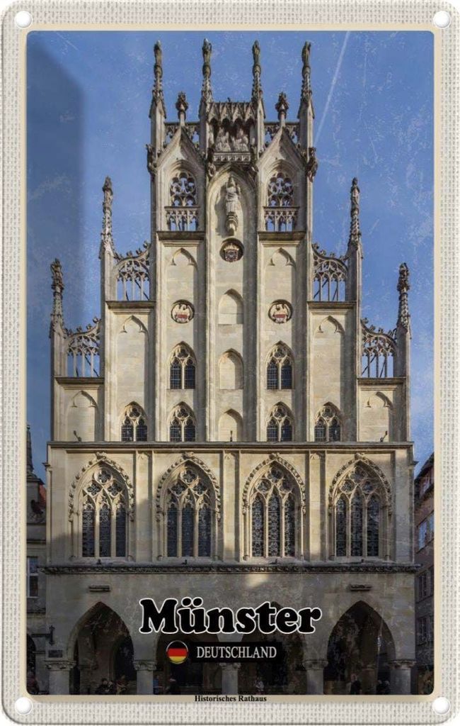vianmo Blechschild 18x12 cm Münster Historichesrathaus Abenteuer Reisen Urlaub