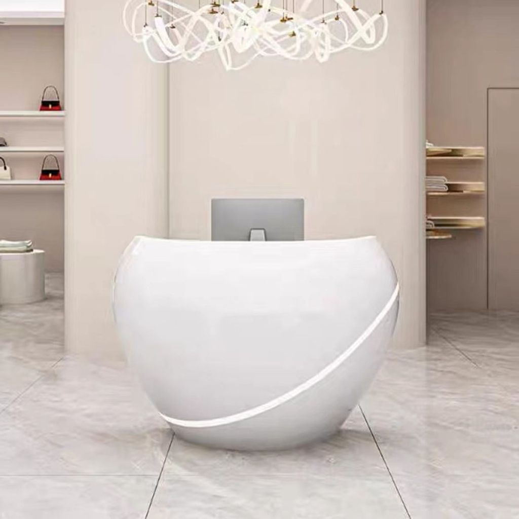 Theke Rezeption Empfangstheke Counter Kassentisch Empfangscounter Kassenbartresen Empfangstisch Stehtheke Servicetheke Bartheke Beige 160*60*100cm