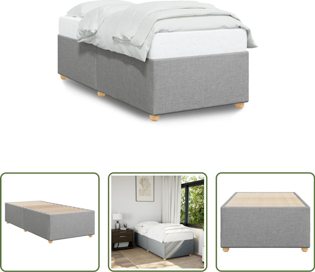The Living Store Bettgestell Hellgrau 80x200 cm Stoff