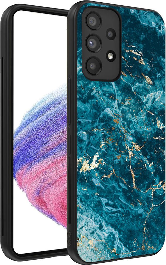 Smartphonica Handytasche für Samsung Galaxy A53 5G mit Marmordruck - TPU Rückseite Fall Marmor Design - Blau
