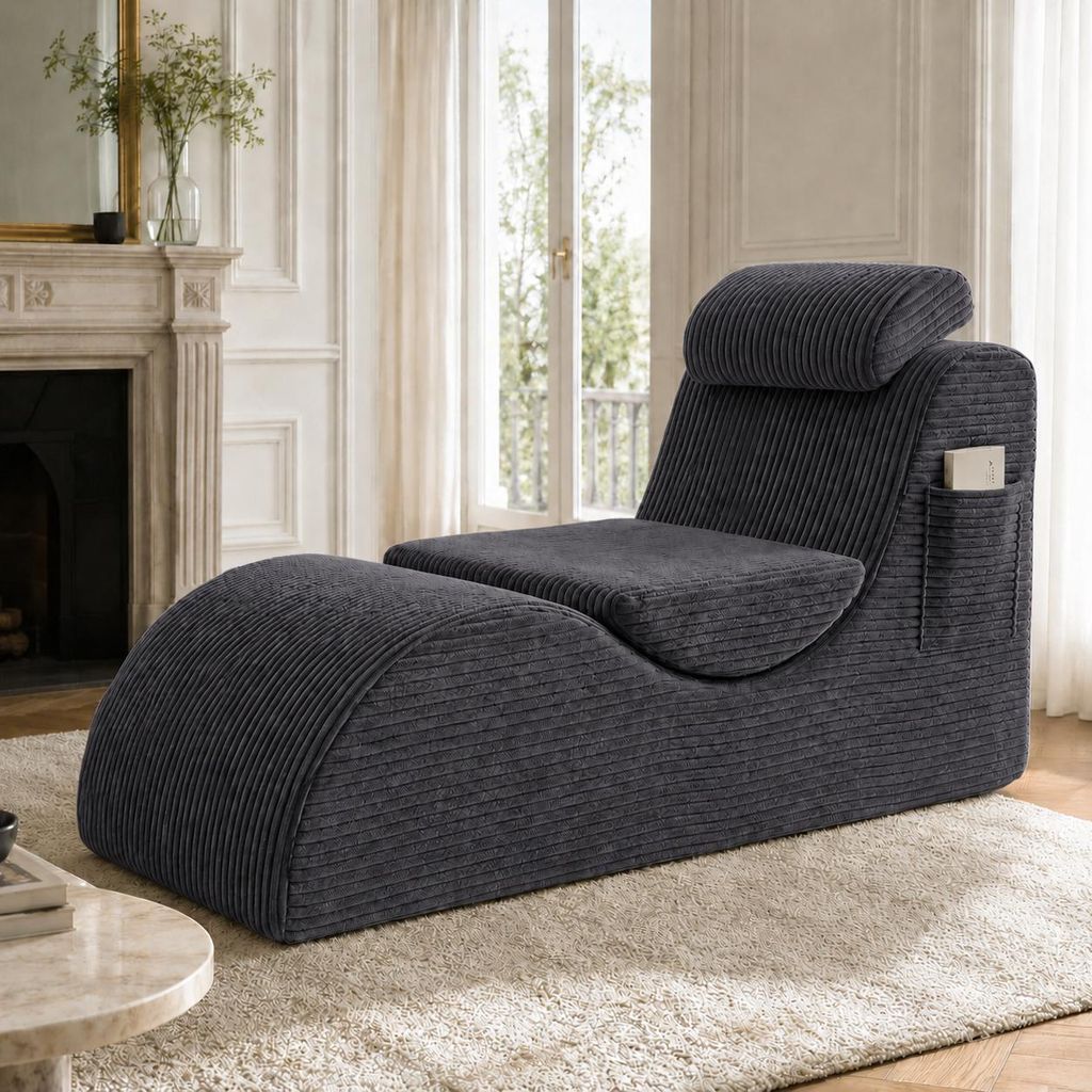 Sessel Dunkelgrau Relaxsessel Modern Lounge Sessel Polstersessel Fernsehsessel Ergonomisch Polsterstuhl Clubsessel Stillstuhl Lesesessel mit Seiten...