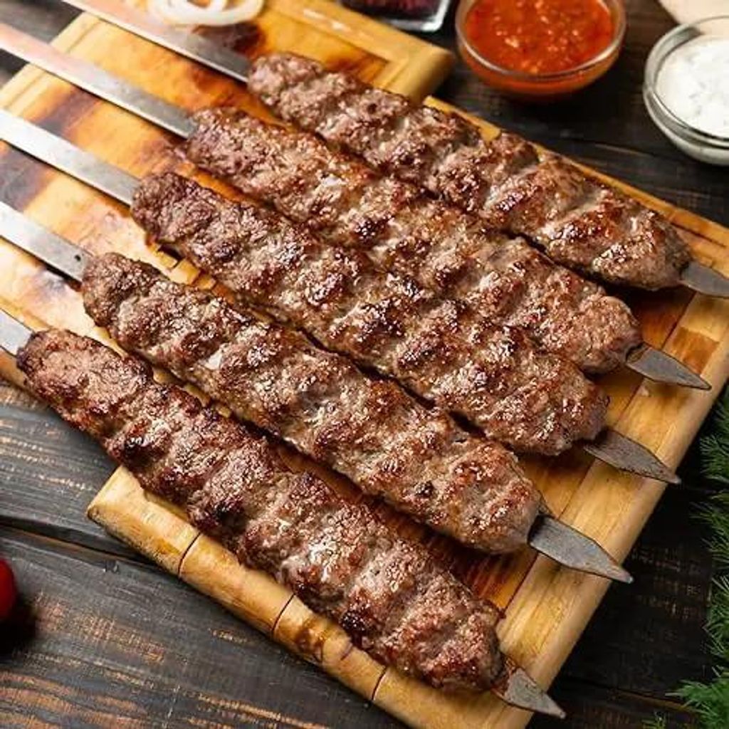 Brochettes Adana pour barbecue avec poignées en bois, set Image du produit 