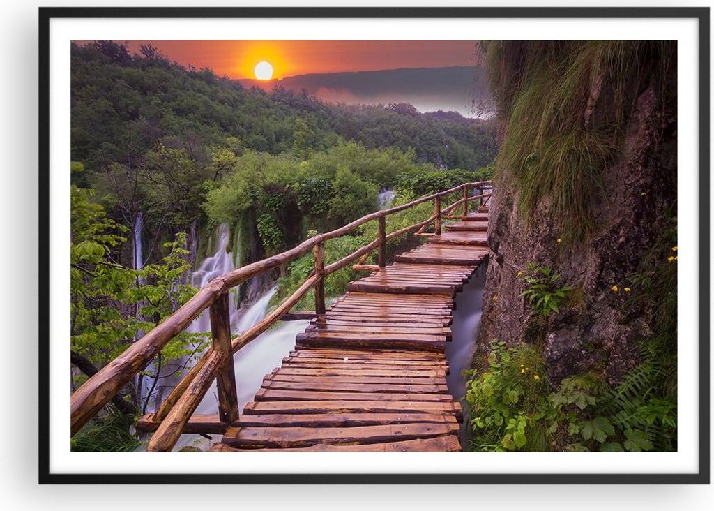 Gerahmtes Poster - Schwarzer Rahmen - Park Natur Wasser - 100x70 cm - Wand Bild - Wanddeko - Wandbilder - Kunstposter - Wandposter - Bilderrahmen -...