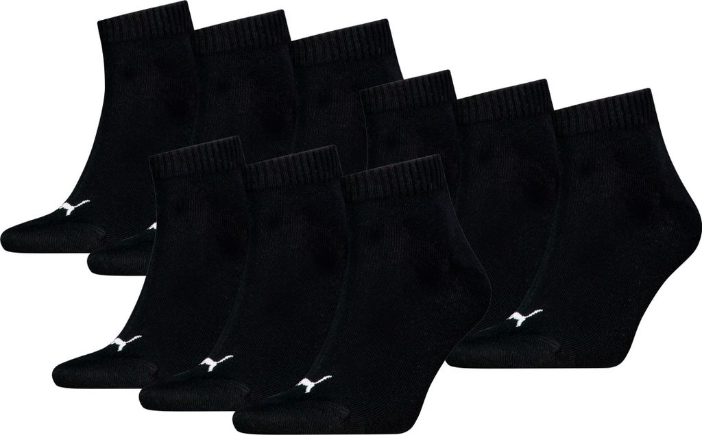 9 Paar Uni Puma Quarter kurze Sportsocken in Schwarz Größe 39-42