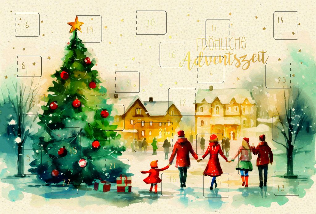 Advent Grußkarte mit Umschlag - Adventskalenderkarte Green Produktbild 