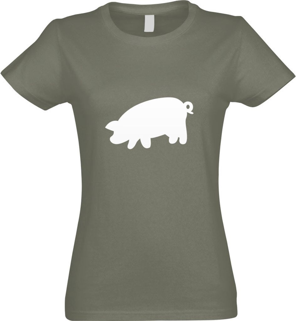 Kiwistar - T-Shirt tailliert - Damen - Olive - Schwein mit Ringelschwanz - mit Motiv Bedruckt - Funshirt Design - Sport - Freizeit - Damen - S