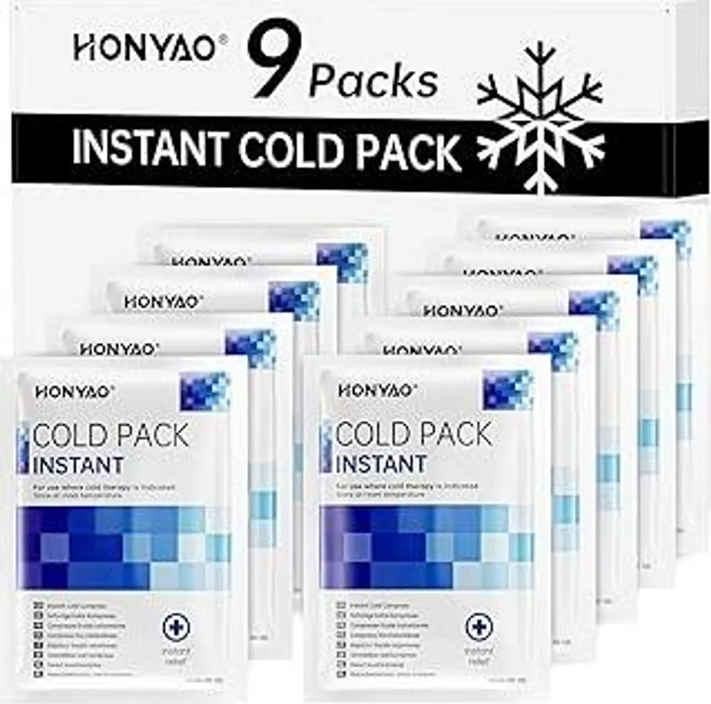 HONYAO Impacco freddo istantaneo 9 pezzi, impacchi freddi monouso per lo sport, la casa, i viaggi, le escursioni, l'auto, impacchi freddi facili da usare, impacco freddo istantaneo