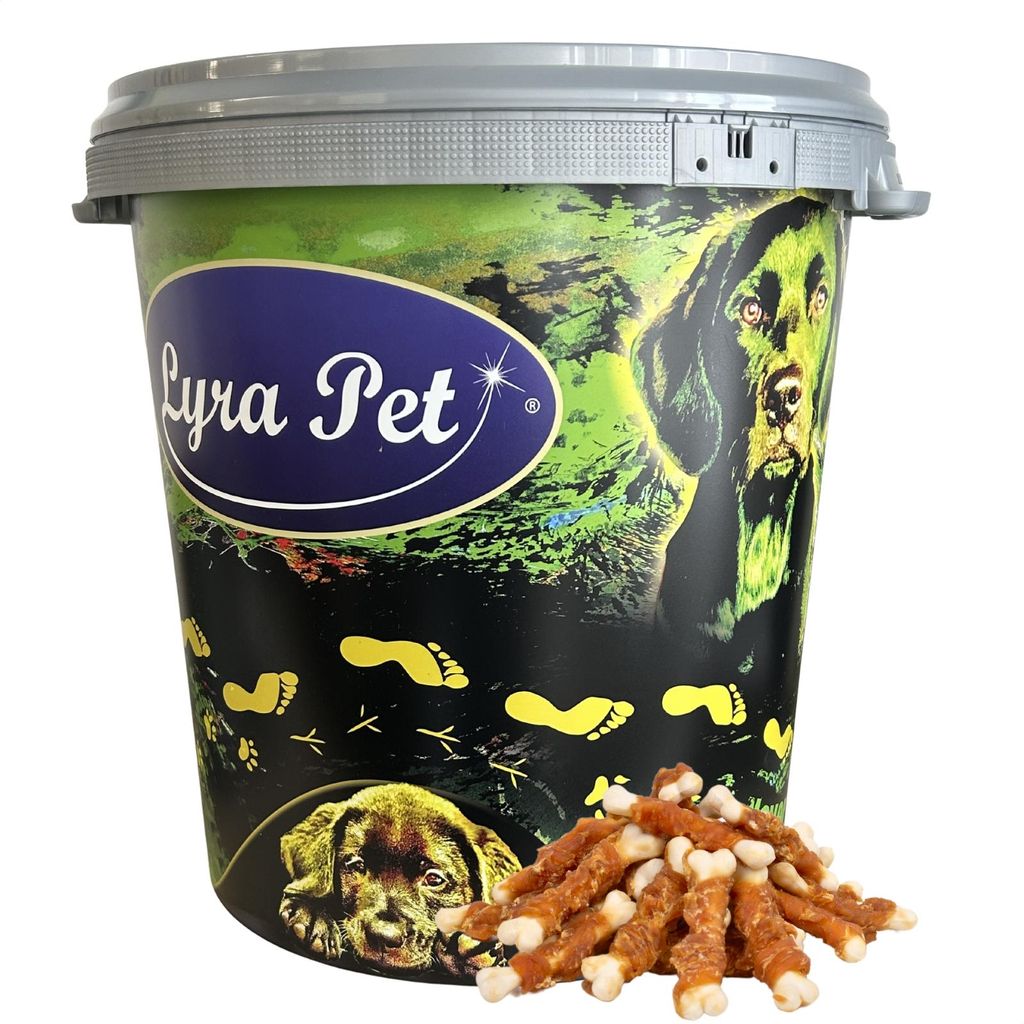 5 kg Lyra Pet Calciumknochen mit Hühnerbruststreifen in 30 L Tonne