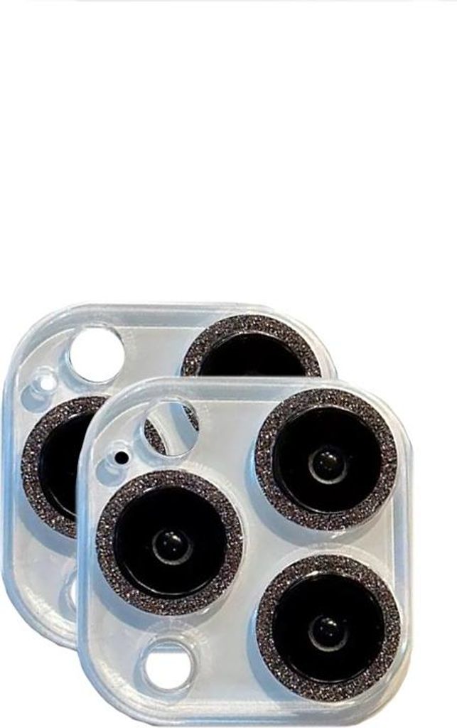 INF 2er-Pack Glitzer Integrierter Kameralinsenschutz (Schwarz) für iPhone 15 Plus