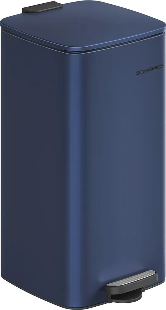 Poubelle design bleu nuit 30L acier anti-trace finition premium mat