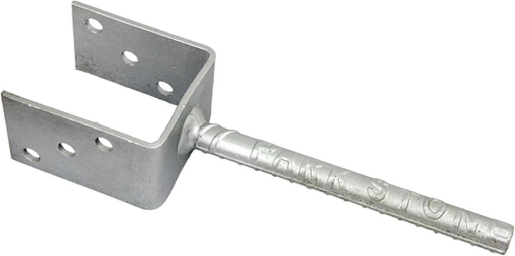 GeZu Impex U-Pfostenträger 116 mm, U-Form mit Steindolle 200 mm, Pfostenhalter, Zaunträger