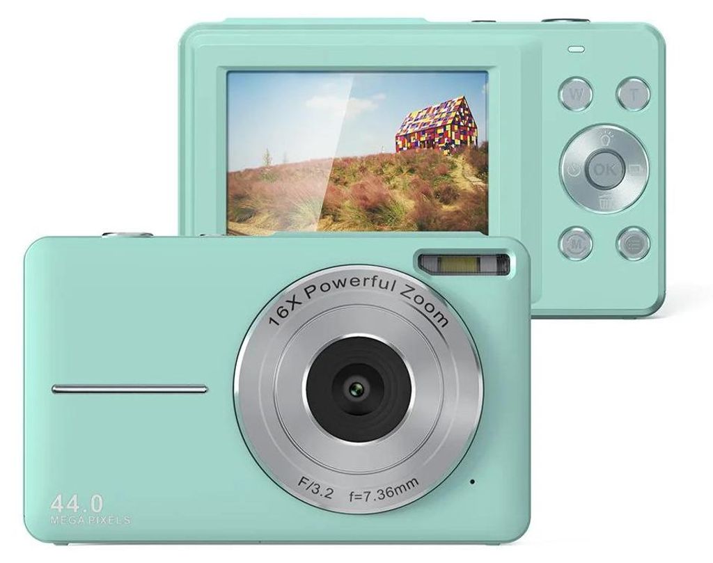 Digitalkamera - Kompaktkamera - 44 MP - 1080p Full HD - 6,1 cm LCD-Display - 16x Digitalzoom - Für Kinder - Hellgrün