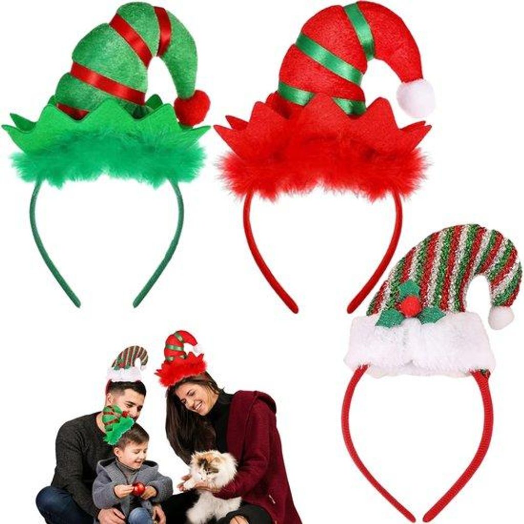 Unyqoos Set aus drei festlichen Weihnachts-Haarbändern für Kinder und Erwachsene