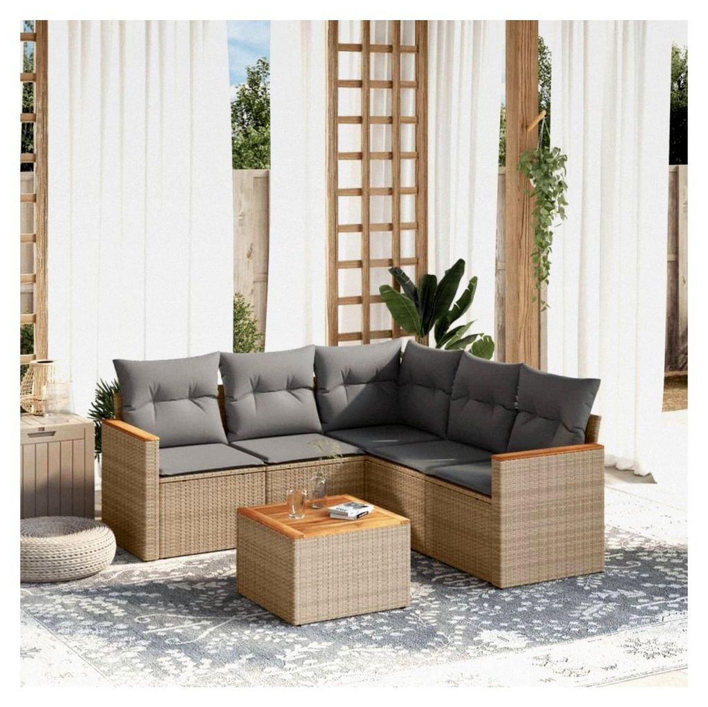 Ecklounge für den Balkon mit Stauraum, Gartenlounge für kleine Balkone, Rattan Sofa für den Außenbereich