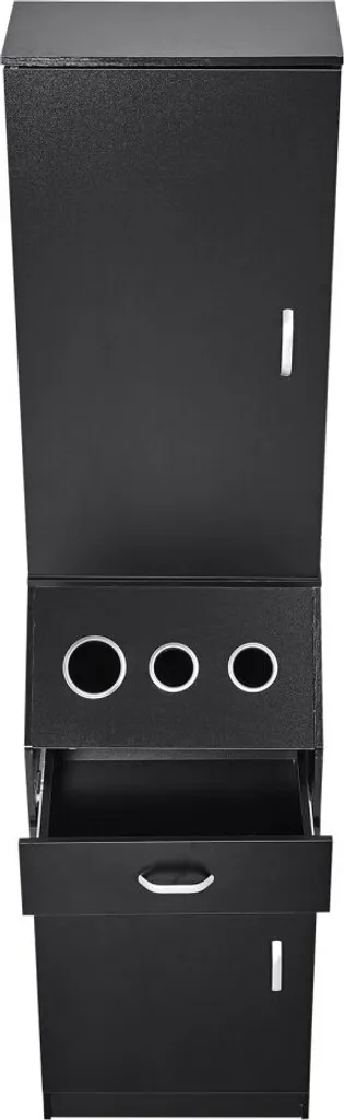 Meuble coiffeuse de rangement avec 3 supports sèche-cheveux et tiroir - 12