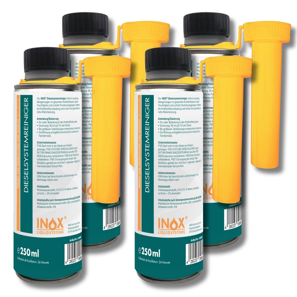 INOX Diesel System Reiniger Additiv 4x 250ml Systemreiniger Zusatz Dieselzusatz