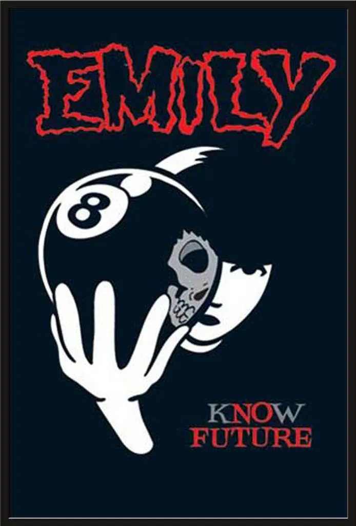 Affiche Emily The Strange 8 Ball avec cadre Shinsuke noir 61x91,5 cm