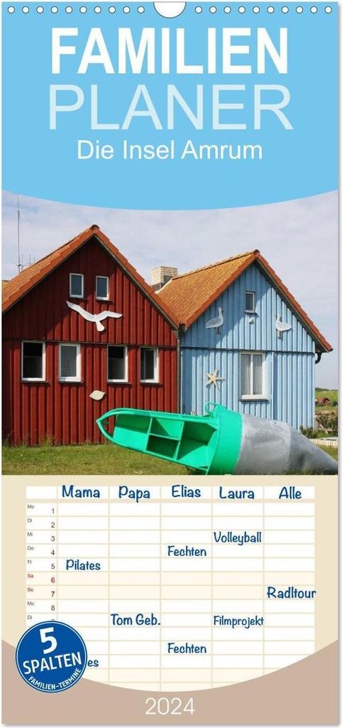 Familienplaner 2026 - Die Insel Amrum mit 5 Spalten (Wandkalender, 21 x 45 cm) CALVENDO