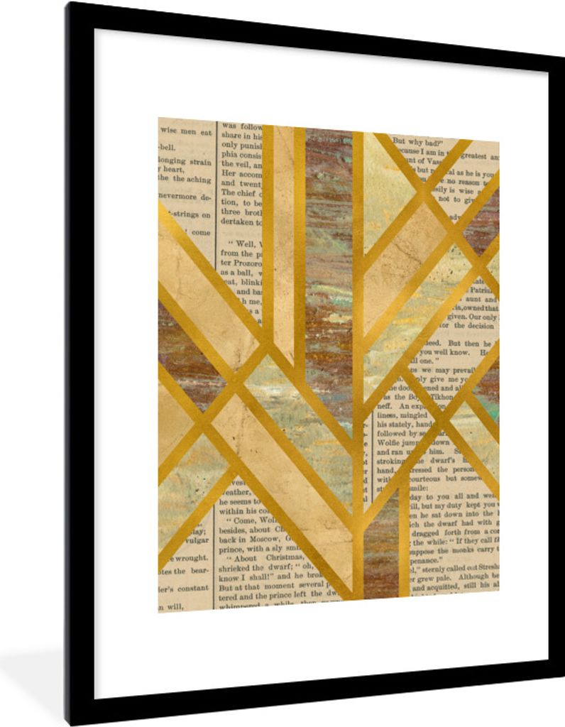 MuchoWow Gerahmtes Poster Gold - Marmor - Luxus 60x80 cm - Poster mit Schwarzem Bilderrahmen Wandposter Rahmen Foto Bilder - Wohnzimmer - Dekorat...