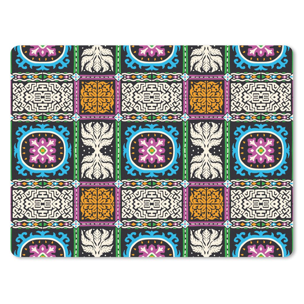 MuchoWow Mauspad Mousepad Muster - Ornament - Abstrakt - Blau - Rosa 23x19 cm - Mousepads - Maus Mat - Pad - Mausunterlage - Schreibtischunterlag...