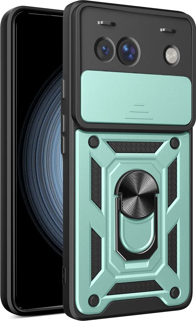 Custodia Slim Google Pixel 10 Pro Verde TPU Soft-Touch Ring Holder - 1