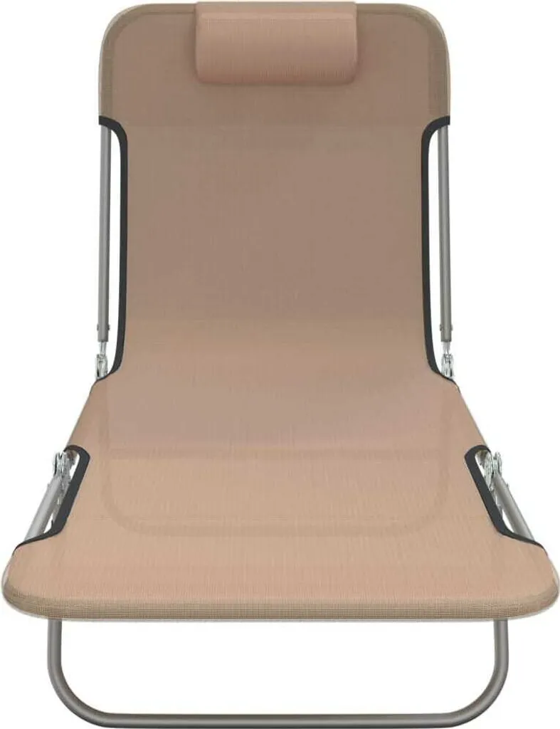 Lettini pieghevoli 2 pezzi. Textilene e acciaio color taupe - 4