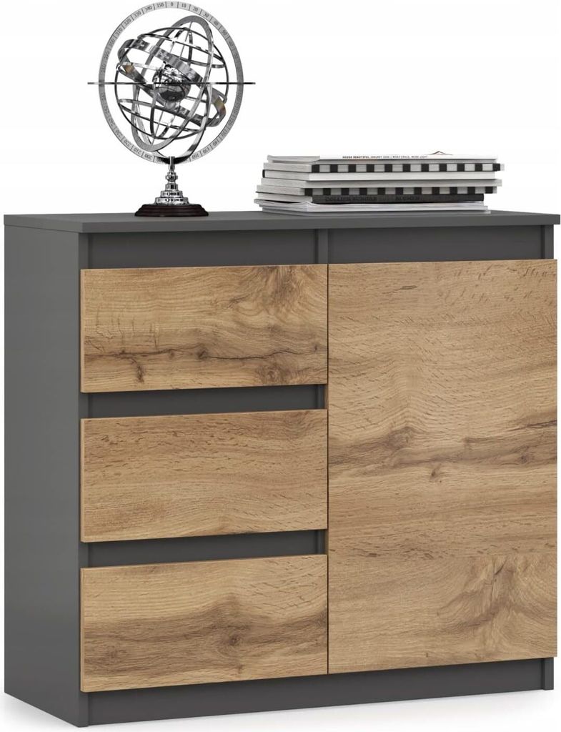 VBChome Kommode mit 3 Schubladen und 1 Türen 80 x 35 x 75 Produktbild 