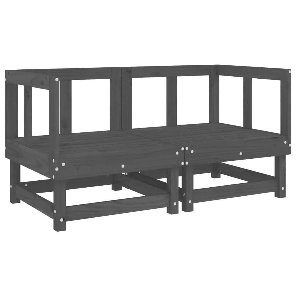 Offerta Set 2 Divani Angolari Giardino Legno Massiccio Pino Grigio