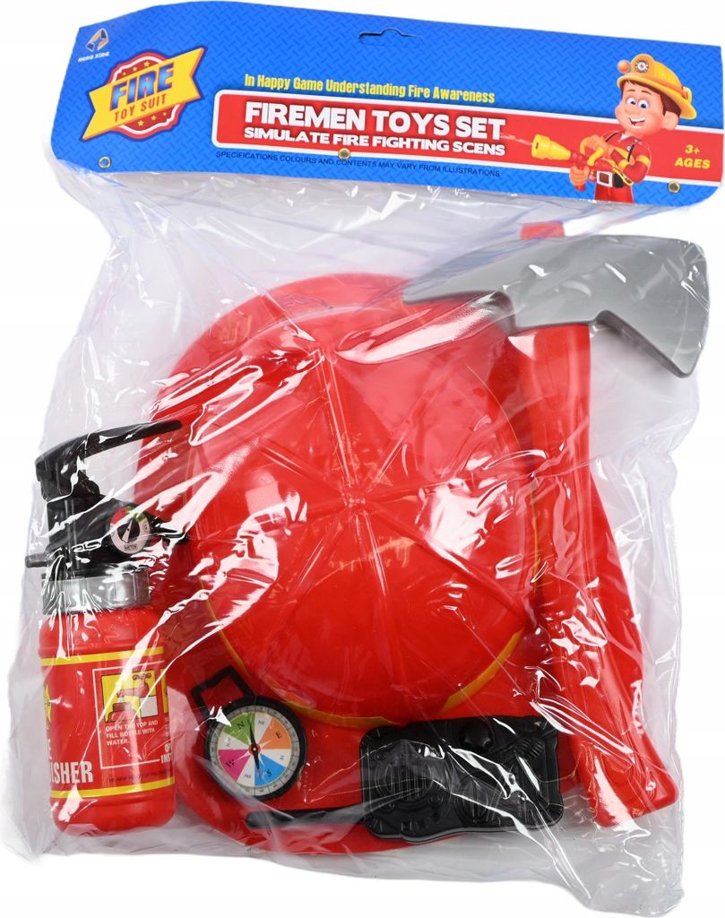 Feuerwehrmann Set für Kinder - Helm & Feuerlöscher Zubehör - Kostüm Rollenspiel Spielzeug