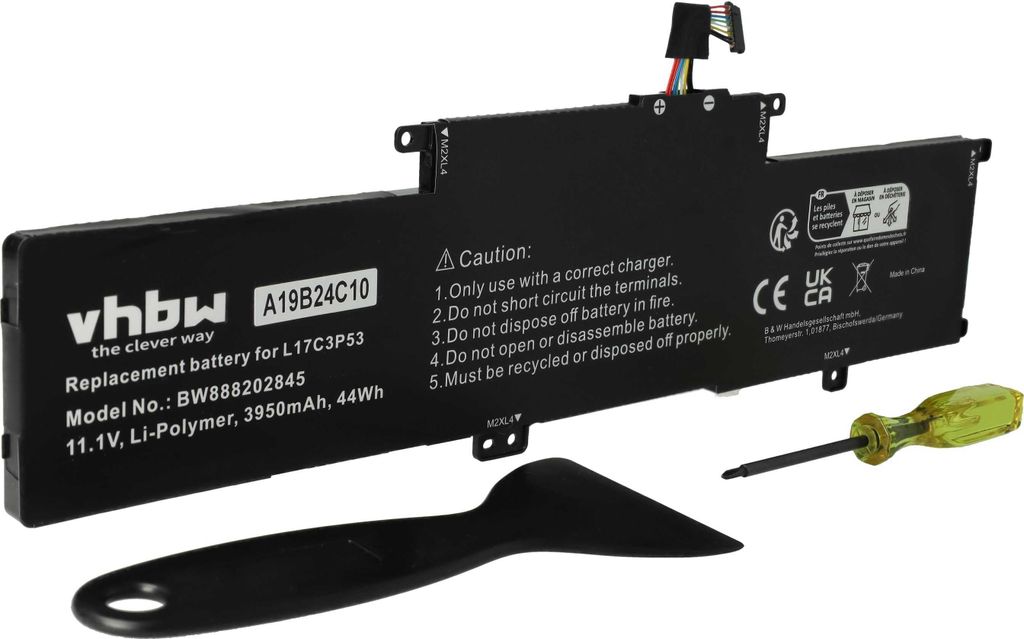 vhbw Akku kompatibel mit Lenovo ThinkPad S2 Yoga 2018, Yoga L380, S2 2018, S2 2018(i5-8250U) Notebook (3950 mAh, 11,1 V, Li-Polymer)