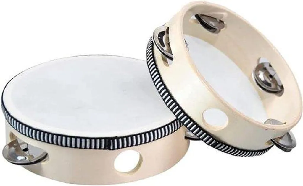 Tambourins bois enfant x2 : idéal pour éveil musical et école