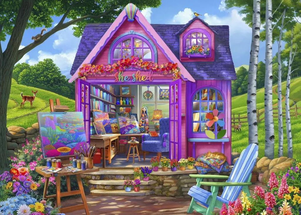 Bluebird Puzzle She Shed Studio - 500 Teile buntes Puzzle Produktbild 