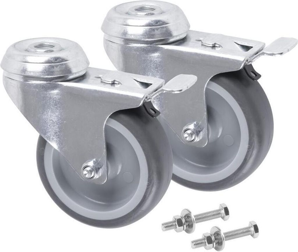 Räder für QBRICK System | Mit Bremse | Stahl | Verzinkt