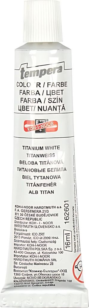 Koh-i-noor 162601 - temperová barva 16 ml, běloba titanová Obrázek produktu 
