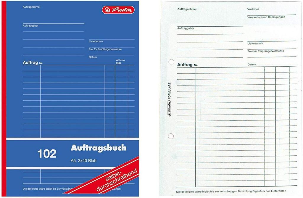 Herlitz Auftragsbuch A5 102 2x40 Blatt sd. Zdjęcie produktu 