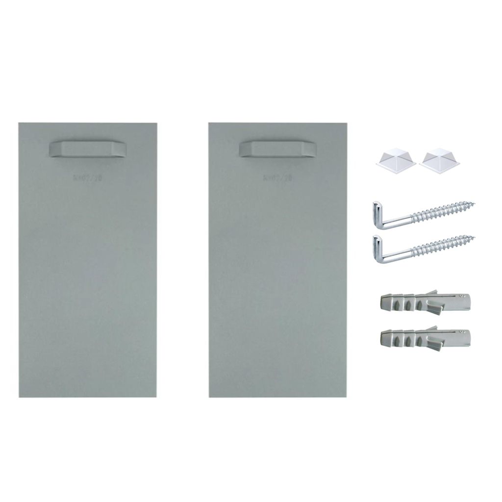 Selbstklebendes Befestigungsset Bilderhalter Haftbleche - 2x Halter 200x100mm + 2x Schraubhaken + 2x Silikonpuffer