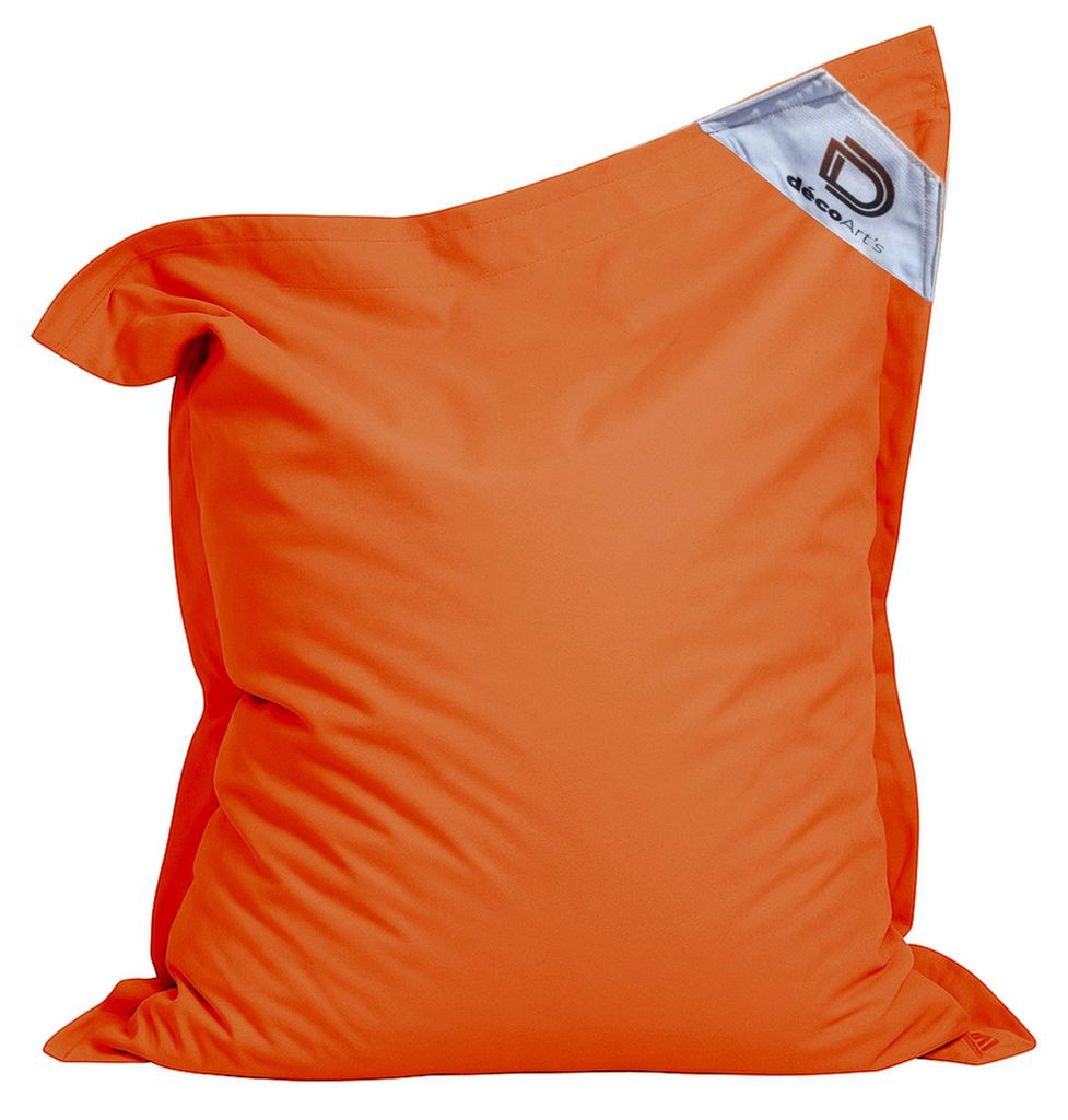 Riesiger Pouf XXL für drinnen und draußen, abnehmbarer Bezug, Wohnzimmer, Garten, Deco Arts Orange