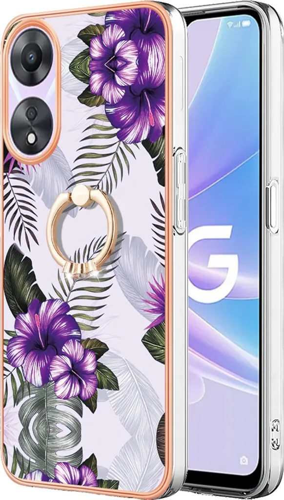 Custodia Oppo A78 5G Viola con Anello: Protezione in Silicone TPU