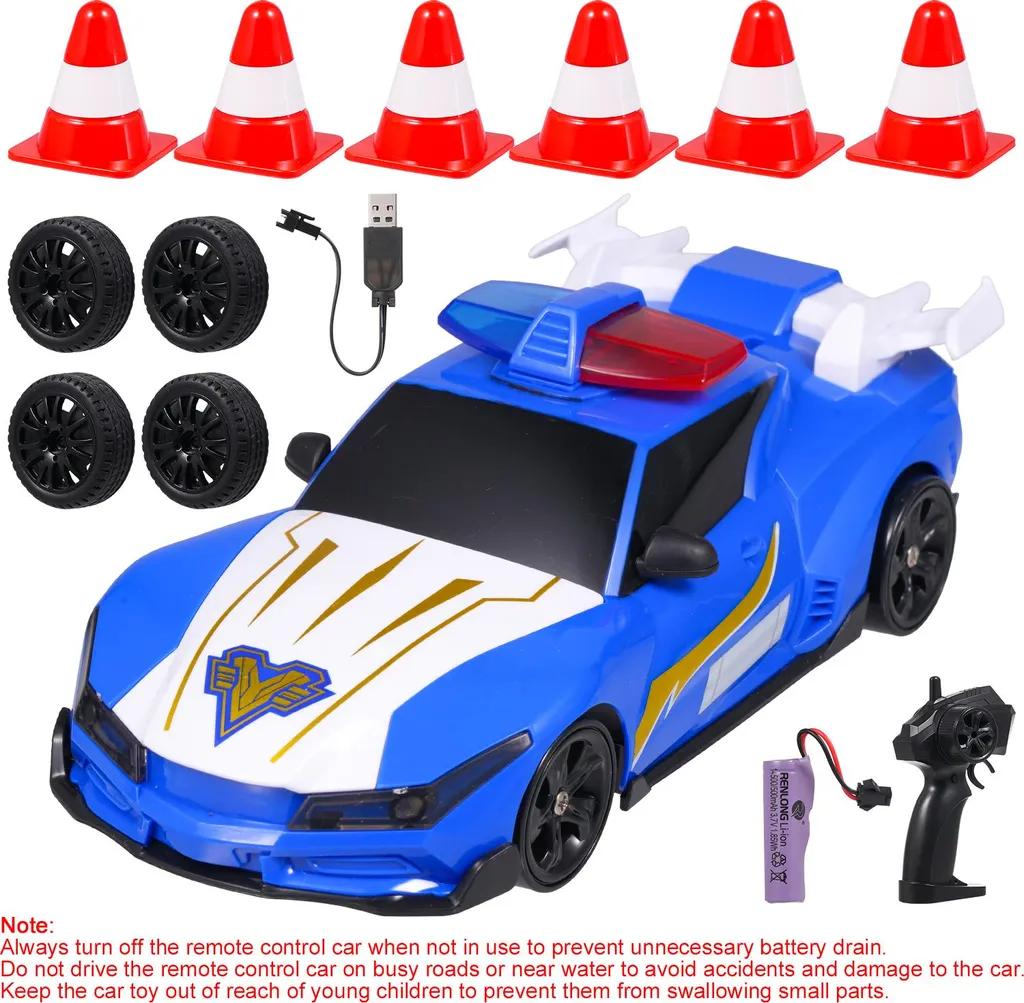 Jouet de dérive voiture police tout terrain - Lumières LED et Télécommande