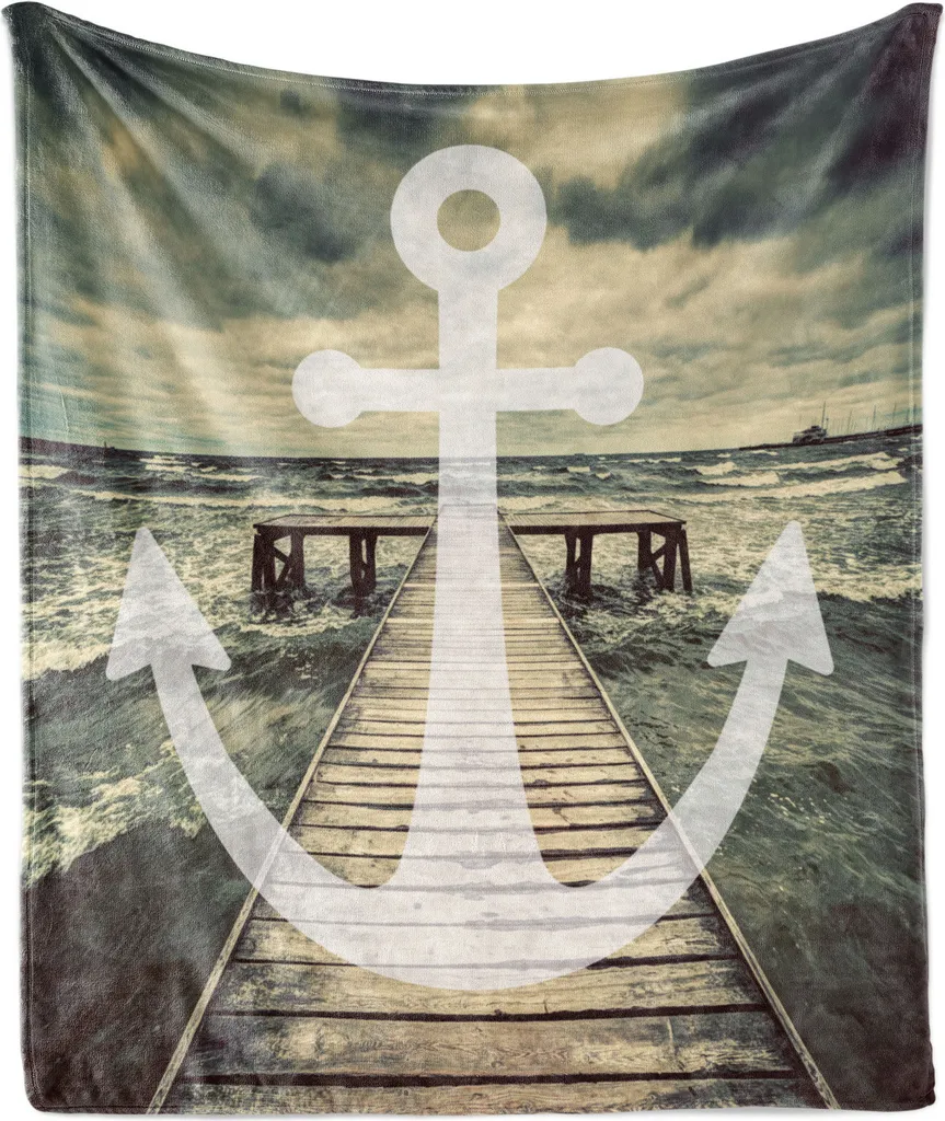 Plaid Nautico 3D ABAKUHAUS 175x230 | Coperta Arredamento Grigio Marrone