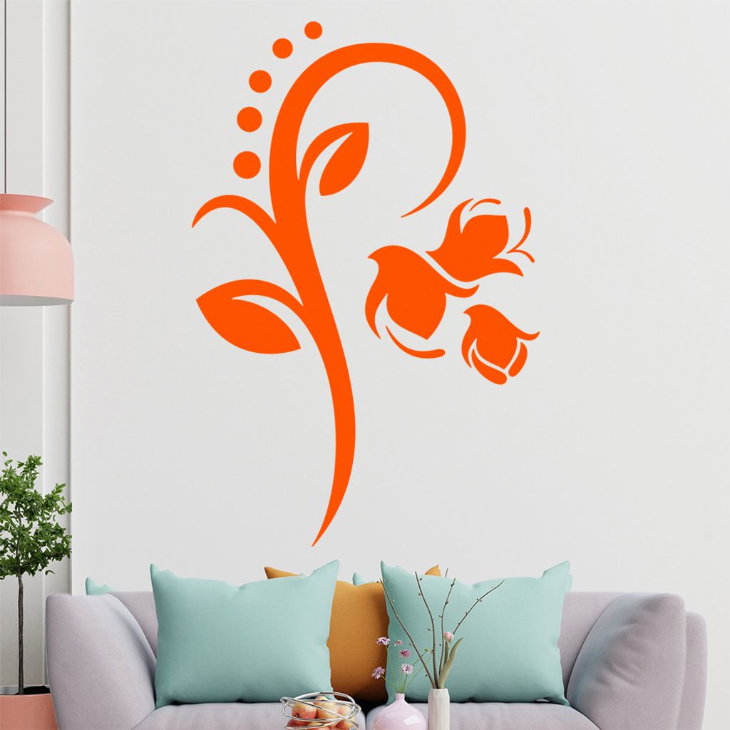 Blume - Linien Punkte Wandtattoo in 6 Größen - Wandaufkleber Wall Sticker - Dekoration, Küche, Wohnzimmer, Schlafzimmer, Badezimmer