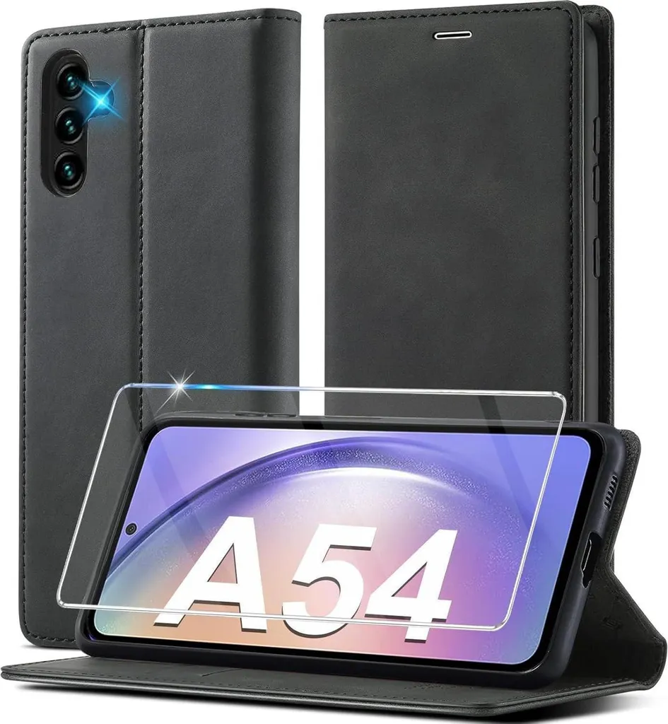 Ailicici Samsung Galaxy A54 5G cover in pelle con pellicola protettiva - flip cover custodia portafoglio