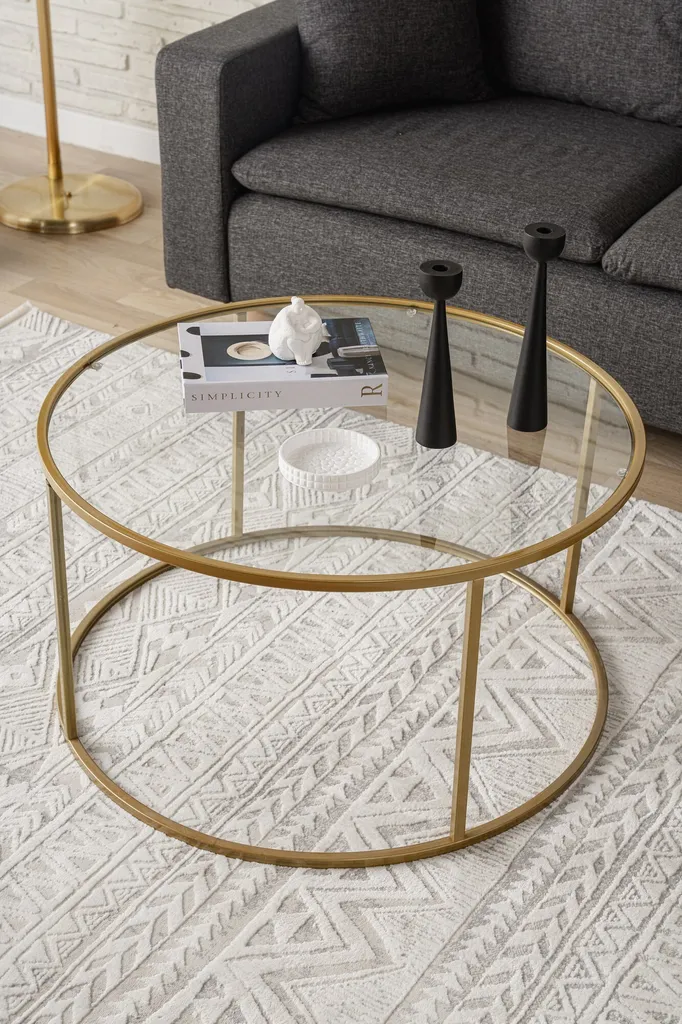 Offerta Tavolino Oro e Vetro Skye Decor Berlino 80x80cm - Design 100%