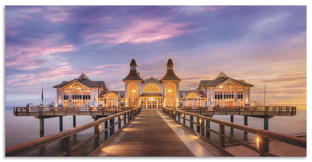 ARTland Wandbild Alu für Innen & Outdoor Rügen Seebrücke in Sellin Größe: 150x75 cm